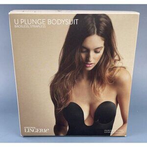 Nordstrom Lingerie U Plunge Black Bodysuit Backless strapless SZ L